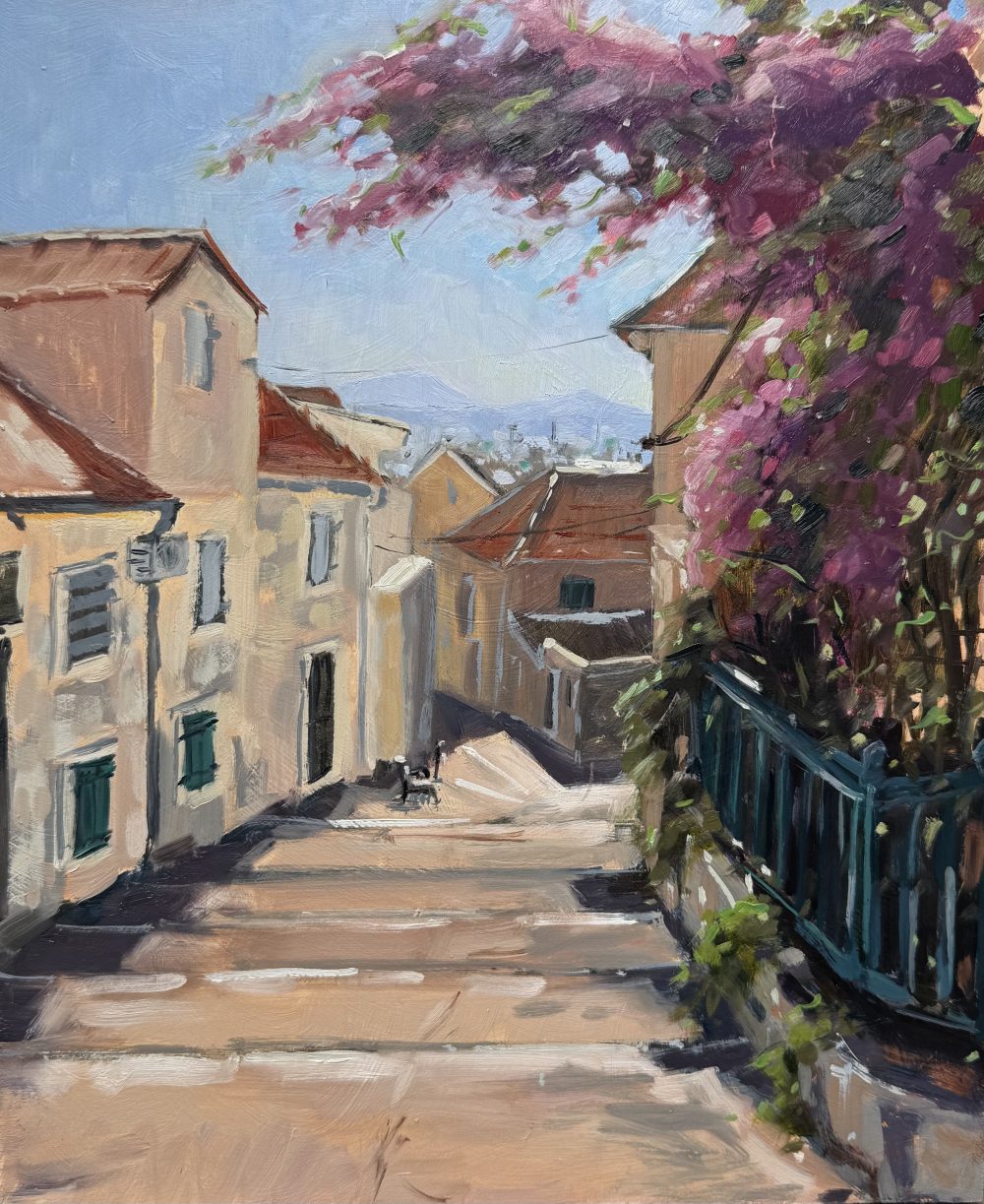 Bougainvillea and old Town